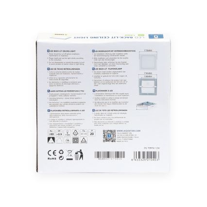 Aigostar - LED Pinnale kinnitatav laevalgusti LED/12W/230V 17,3x17,3 cm 4000K valge