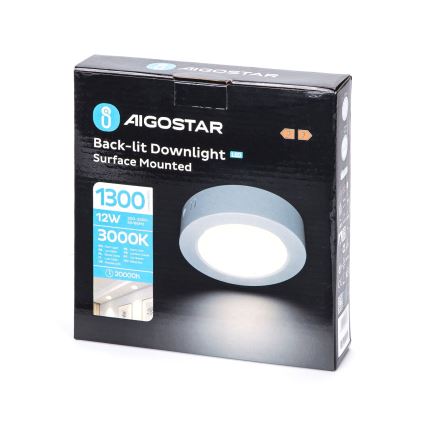 Aigostar - LED Pinnale kinnitatav laevalgusti LED/12W/230V d. 17,4 cm 3000K valge