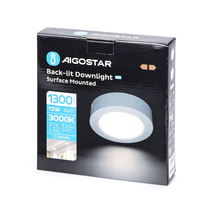 Aigostar - LED Pinnale kinnitatav laevalgusti LED/12W/230V d. 17,4 cm 3000K valge