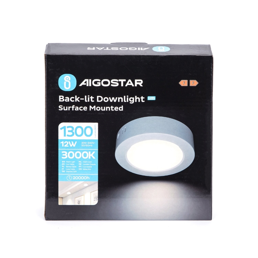 Aigostar - LED Pinnale kinnitatav laevalgusti LED/12W/230V d. 17,4 cm 3000K valge