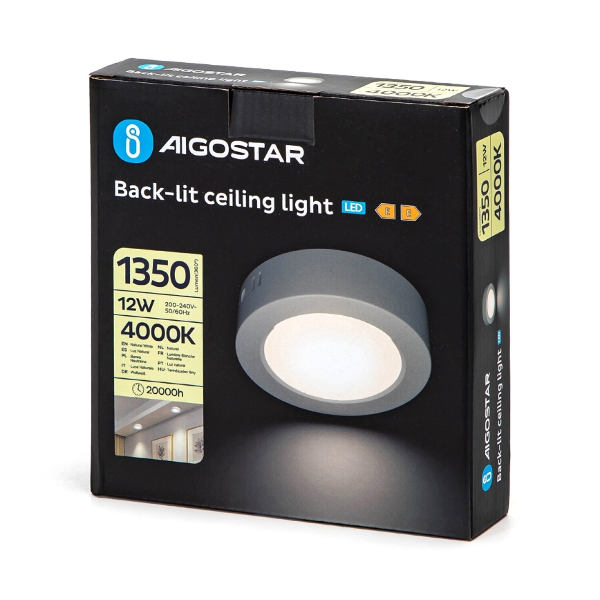 Aigostar - LED Pinnale kinnitatav laevalgusti LED/12W/230V d. 17,4 cm 4000K valge