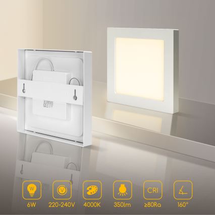 Aigostar - LED pinnapealne laelamp LED/6W/230V 4000K 12,2x12,2 cm valge