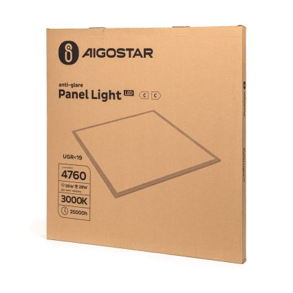 Aigostar - LED pinnapealne paneel LED/28W/230V High Efficiency UGR19 3000K 59,5x59,5 cm