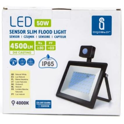 Aigostar - LED Prožektor anduriga LED/50W/230V 4000K IP65 must