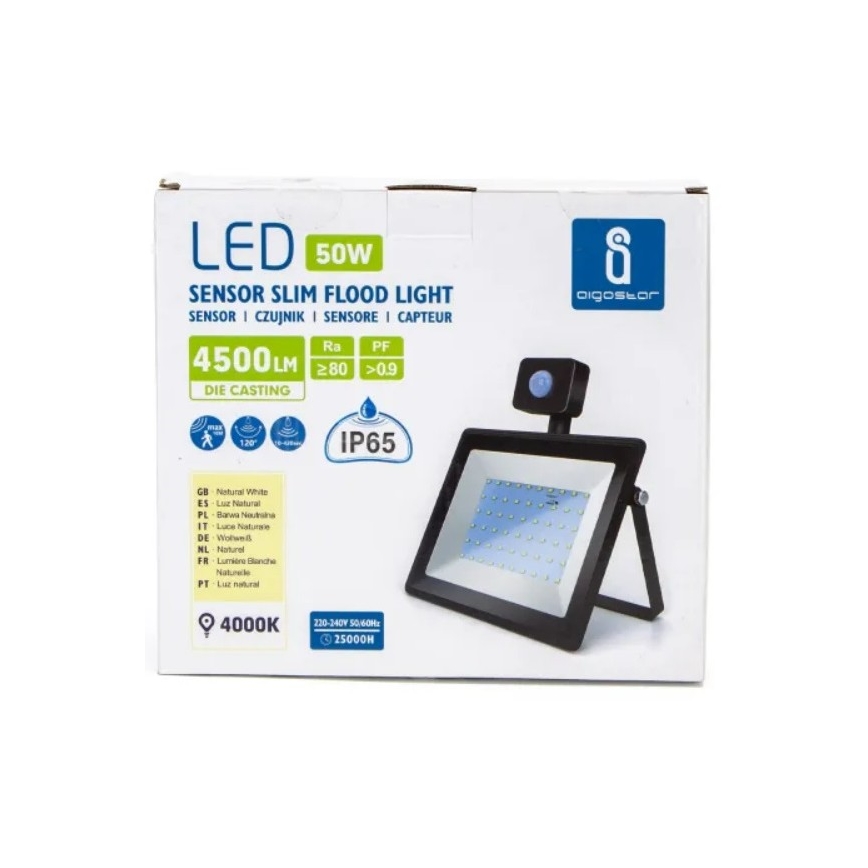Aigostar - LED Prožektor anduriga LED/50W/230V 4000K IP65 must