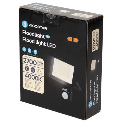 Aigostar - LED-prožektor liikumisanduriga LED/30W/230V 4000K IP65