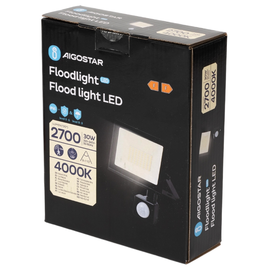 Aigostar - LED-prožektor liikumisanduriga LED/30W/230V 4000K IP65