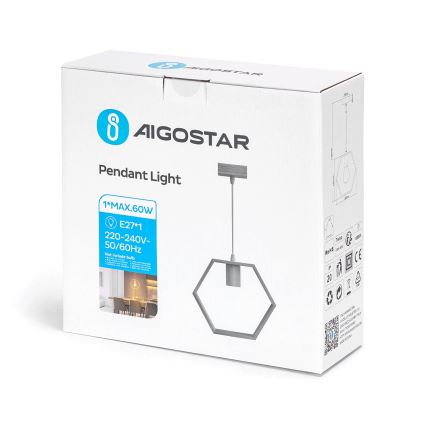 Aigostar - LED puidust rippvalgusti kaabliga 1xE27/9W/230V 2200K männipuit