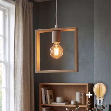 Aigostar - LED-puidust rippvalgusti kaablil 1xE27/9W/230V 2200K männipuit