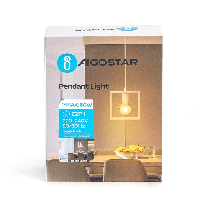 Aigostar - LED-puidust rippvalgusti kaablil 1xE27/9W/230V 2200K männipuit
