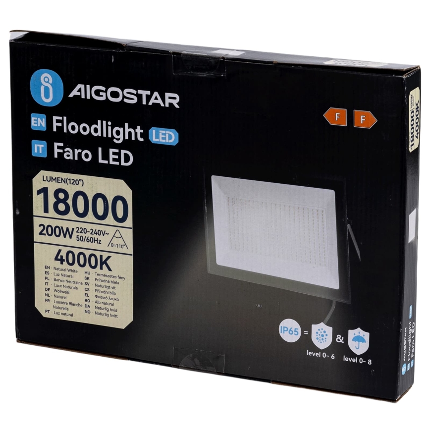 Aigostar - LED-reflektor LED/200W/230V 4000K IP65 must
