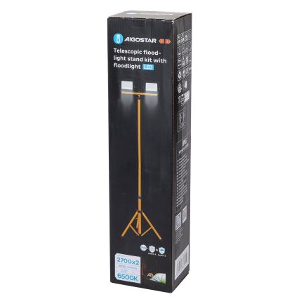Aigostar - LED-reflektor statiiviga 2xLED/30W/230V 6500K IP65 oranž/must