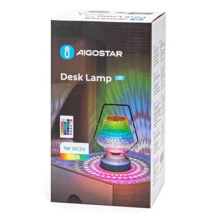 Aigostar - LED RGB Hämardatav laetav laualamp LED/1W/5V 1800mAh 20 cm + kaugjuhtimispult