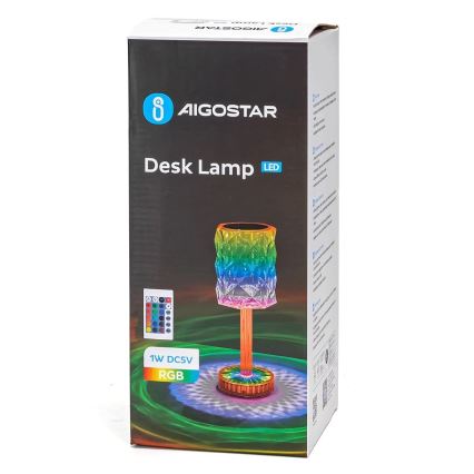 Aigostar - LED RGB Hämardatav laetav laualamp LED/1W/5V 1800mAh 26 cm + kaugjuhtimispult