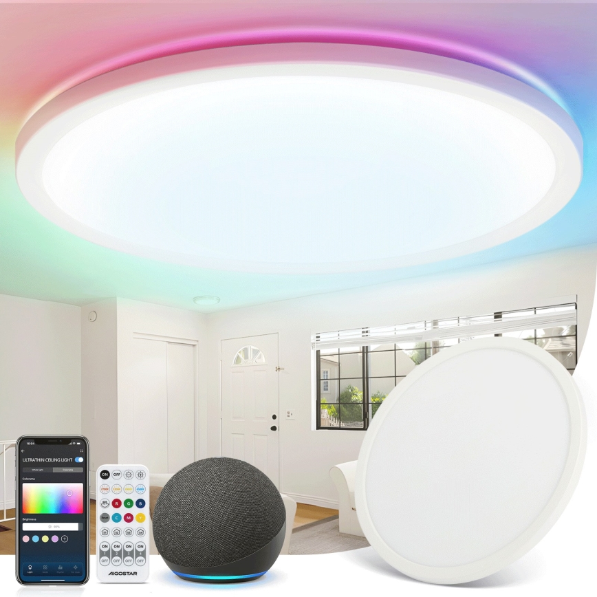 Aigostar - LED RGB Hämardatav laevalgusti MESH LED/36W/230V 3000-6500K valge + kaugjuhtimispult
