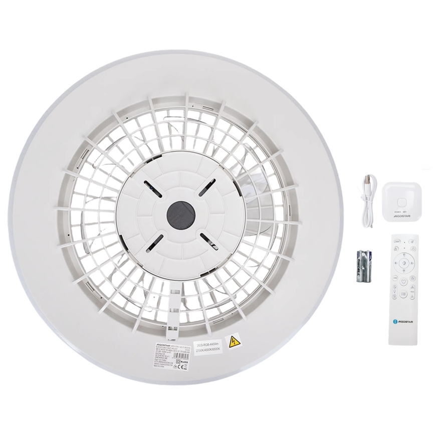 Aigostar - LED RGB Hämardatav laeventilaator valgustiga MESH LED/40W/230V 2700-6500K valge + kaugjuhtimispult