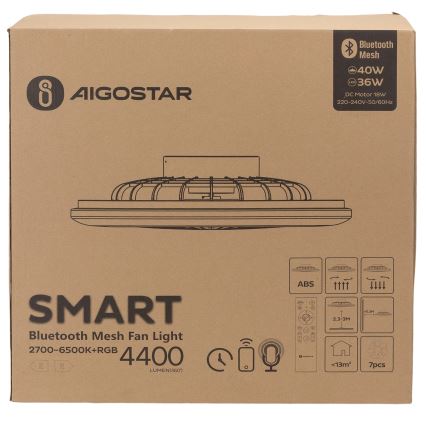 Aigostar - LED RGB Hämardatav laeventilaator valgustiga MESH LED/40W/230V 2700-6500K valge + kaugjuhtimispult