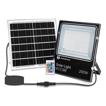 Aigostar - LED RGB Hämardatav päikesepaneeliga prožektor LED/200W/3,2V IP66 + kaugjuhtimispult