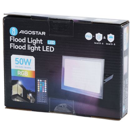 Aigostar - LED RGB hämardatav prožektor LED/50W/230V IP65 + kaugjuhtimispult