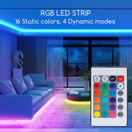 Aigostar - LED RGB Hämardatav riba 3m LED/24W/12/230V IP65 + pult