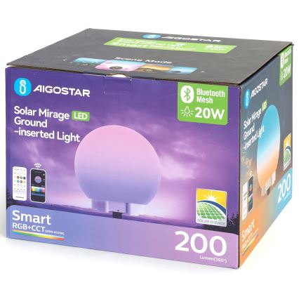 Aigostar - LED RGBW hämardatav välisvalgusti MESH LED/20W/3,7V 4000mAh 2700-6500K IP65 läbimõõt 15 cm + kaugjuhtimispult