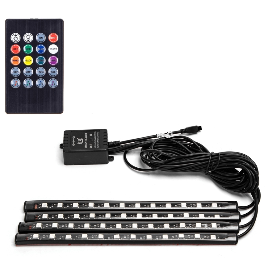 Aigostar - LED RGB hämardatavad valgusribad autole LED/4,5W/5V + kaugjuhtimispult
