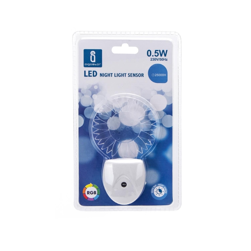 Aigostar - LED RGB öövalgus anduriga LED/0,5W/230V päike