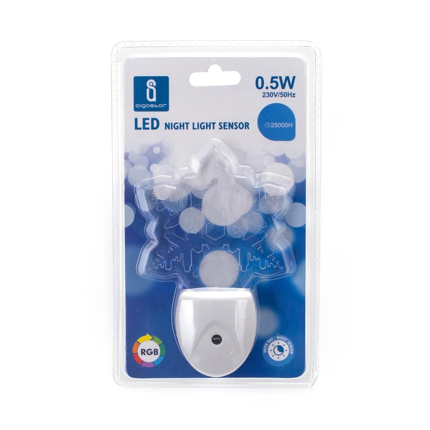 Aigostar - LED RGB Öövalgusti hämardusanduriga LED/0,5W/230V lumehelves