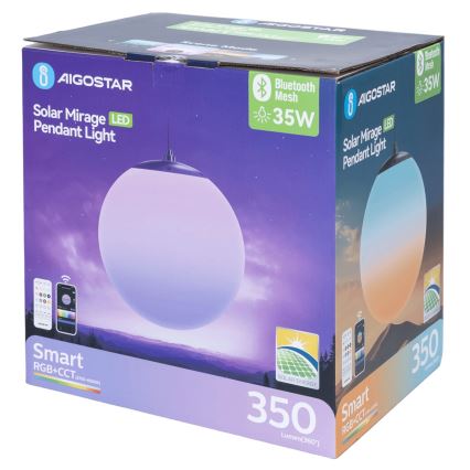 Aigostar - LED RGB Hämardatav päikesepaneeliga lühter MESH LED/5W/3,7V 8000 mAh 2700K-6500K IP65 d. 30 cm