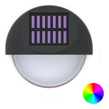 Aigostar - LED RGB Päikesepaneeliga seinavalgusti LED/1W/1,2V must IP44