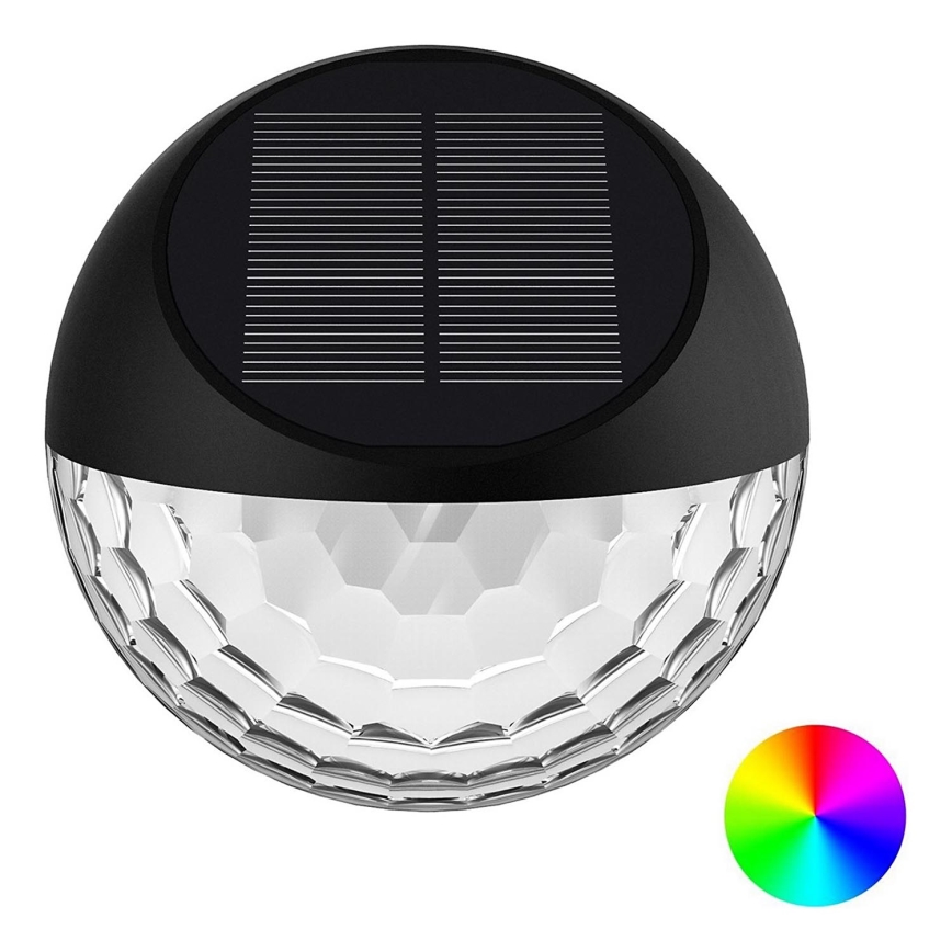 Aigostar - LED RGB Päikesepaneeliga seinavalgusti LED/2W/1,2V must IP44