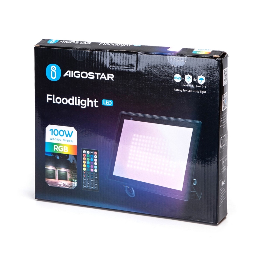 Aigostar - LED RGB hämardatav prožektor LED/100W/230V IP65 + kaugjuhtimispult