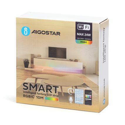 Aigostar - LED RGBIC hämardatav riba 10 m LED/24W/24V + Wi-Fi kaugjuhtimispult
