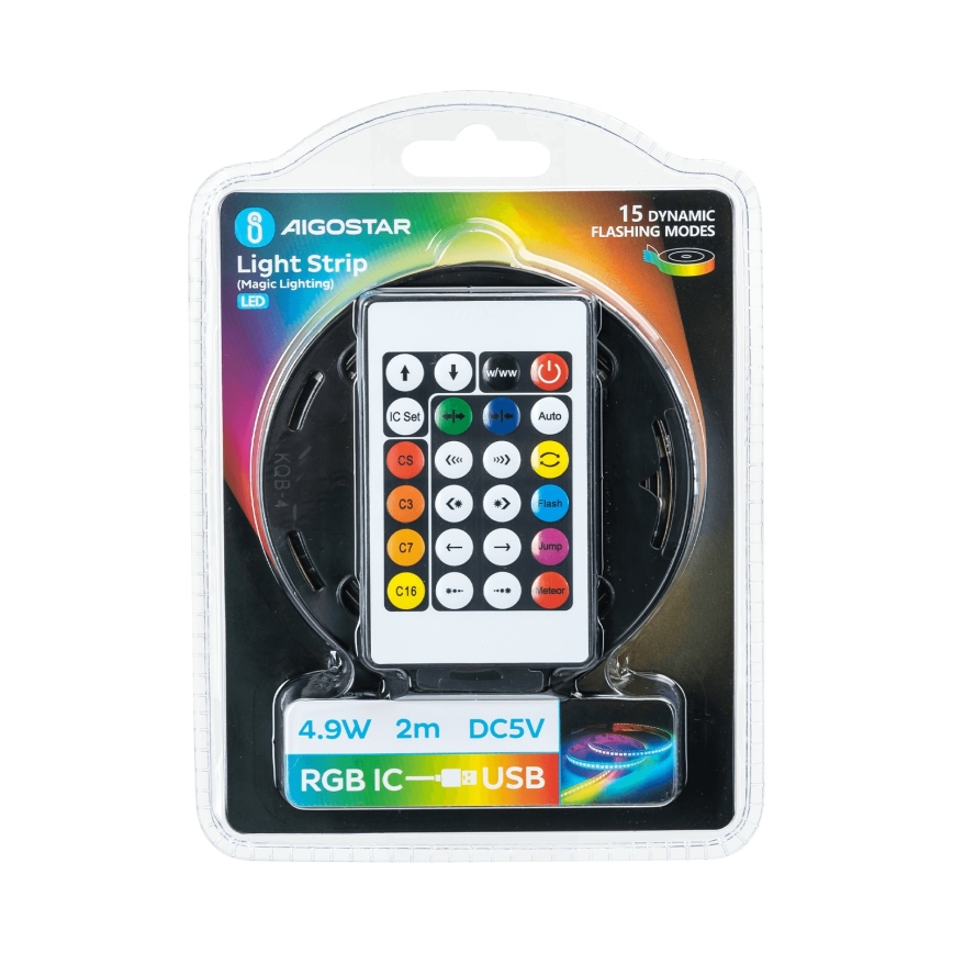 Aigostar - LED RGBIC hämardatav LED-riba 2m LED/4,9W/5V + kaugjuhtimispult