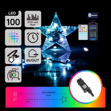 Aigostar - LED RGBICW nutikas välistingimustes kasutatav MESH valguskett 100xLED 10m IP44 + kaugjuhtimispult