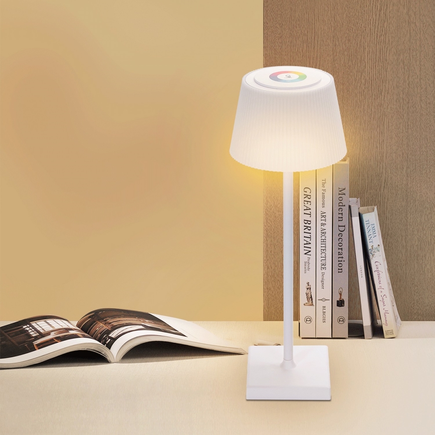 Aigostar - LED RGBW Väli hämardatav laetav laualamp LED/4W/5V 3600mAh valge IP54
