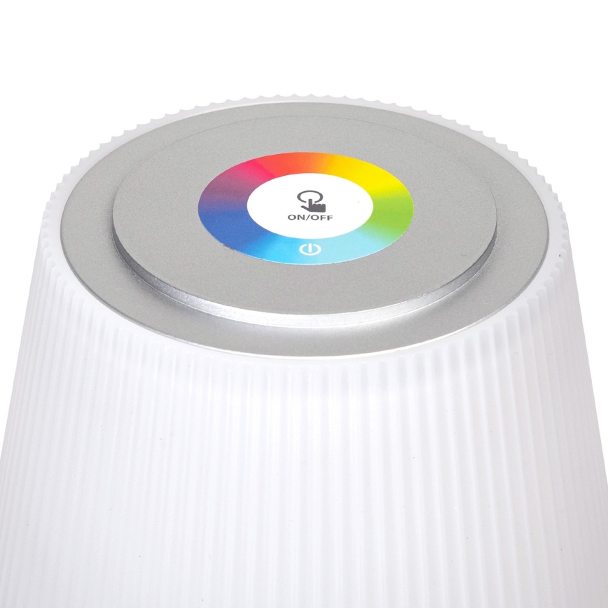 Aigostar - LED RGBW Väli hämardatav laetav laualamp LED/4W/5V 3600mAh valge/matt kroom IP54