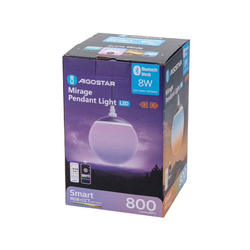Aigostar - LED RGBW Hämardatav lühter MESH LED/8W/230V 2700-6500K valge + kaugjuhtimispult