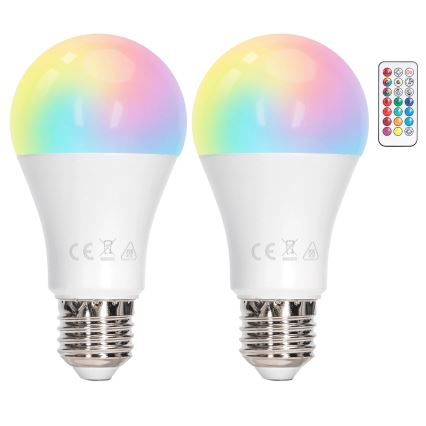 Aigostar - LED RGBW hämardatav pirn A60 E27/8W/230V 3000K + kaugjuhtimispult