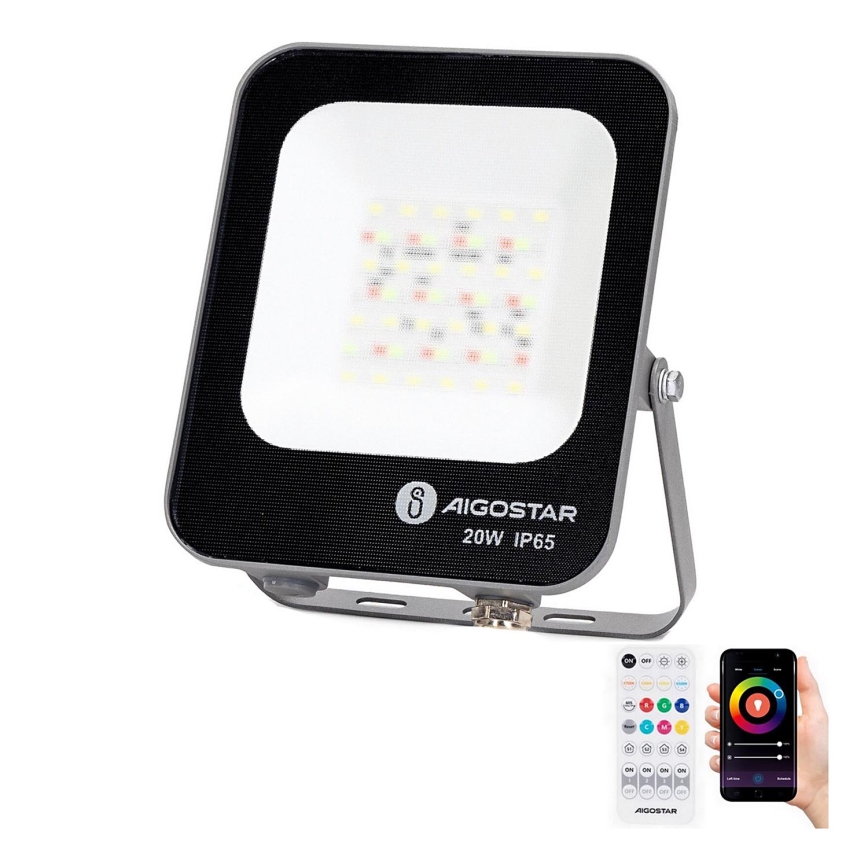 Aigostar - LED RGBW Hämardatav prožektor MESH Nutikas LED/20W/230V 6500K IP65 + kaugjuhtimispult