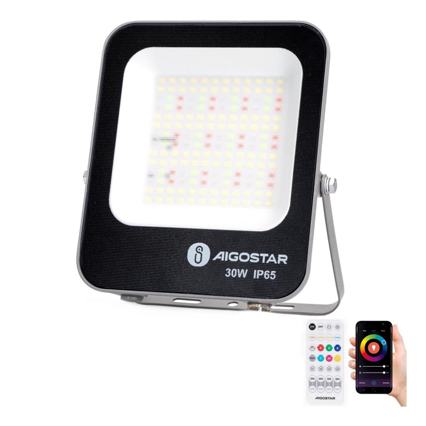 Aigostar - LED RGBW Hämardatav prožektor MESH Nutikas LED/30W/230V 6500K IP65 + kaugjuhtimispult