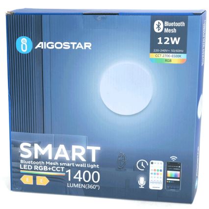 Aigostar - LED RGBW Hämardatav seinavalgusti MESH Nutikas LED/12W/230V 2700-6500K valge + kaugjuhtimispult