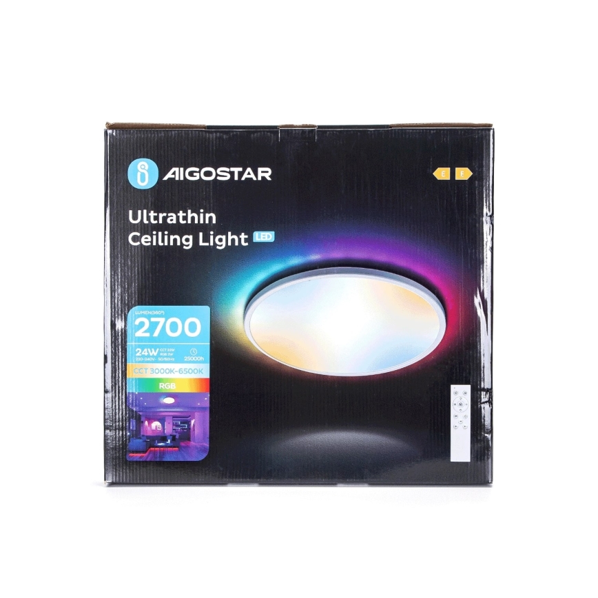 Aigostar - LED RGBW Hämardatav laevalgusti vannituppa LED/24W/230V 3000-6500K d. 42 cm IP44 + kaugjuhtimispult