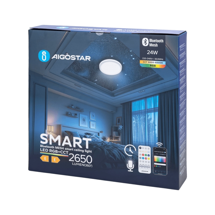Aigostar - LED RGBW Hämardatav laevalgusti vannituppa MESH Nutikas LED/24W/230V 3000-6500K IP44 + kaugjuhtimispult