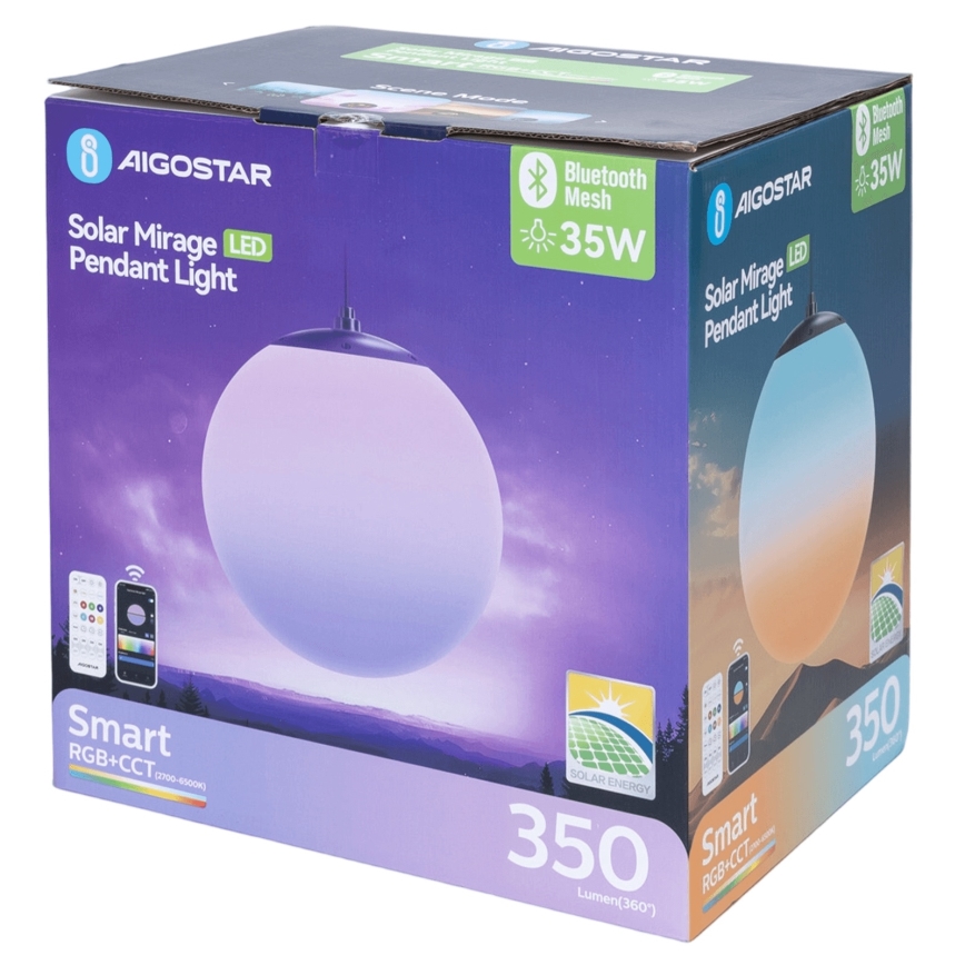 Aigostar - LED RGBW Hämardatav päikesepaneeliga lühter MESH LED/5W/3,7V 8000 mAh 2700K-6500K IP65 d. 30 cm