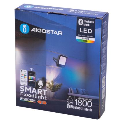 Aigostar - LED RGBW Hämardatav prožektor MESH Nutikas LED/20W/230V 6500K IP65 + kaugjuhtimispult