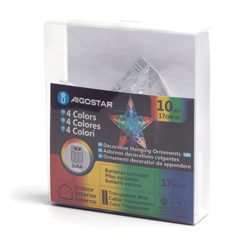 Aigostar - LED RGBY jõulutäht 10xLED/3xAA