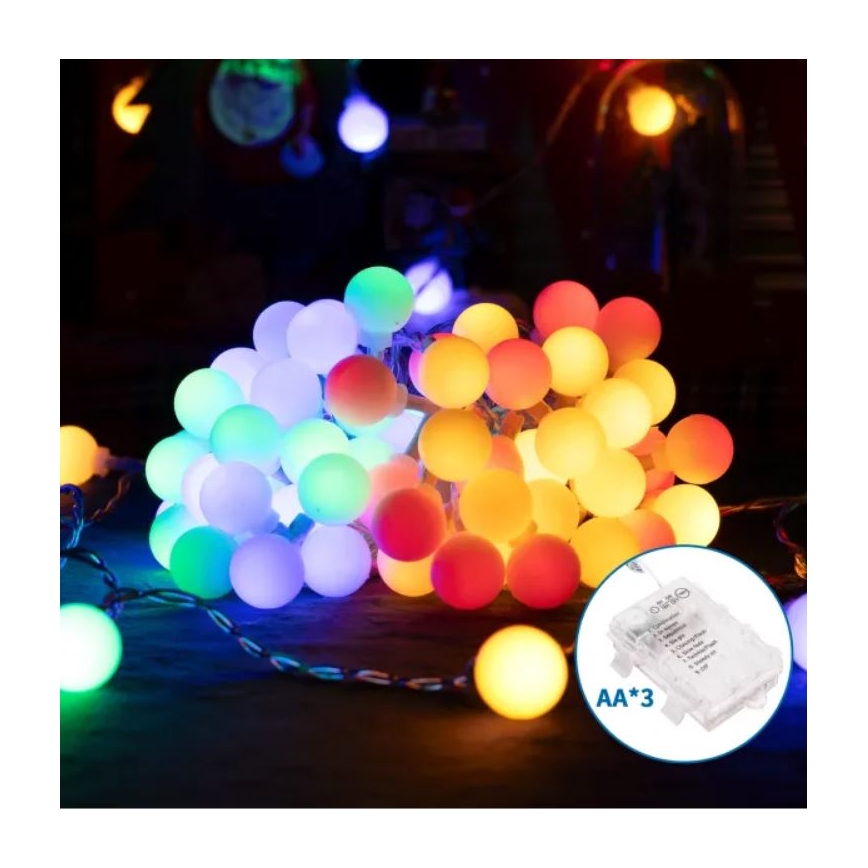 Aigostar - LED RGBY Väli Valguskett 50xLED/3xAA/8 funktsiooni 5,3 m IP44