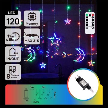 Aigostar - LED RGBY väljas kasutamiseks mõeldud jõulutuled 120×LED, 8 funktsiooniga, 3×0,6 m, IP44, mitmevärviline + kaugjuhtimispult