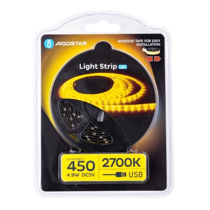 Aigostar - LED Riba 2m LED/4,9W/5V 2700K IP65 must